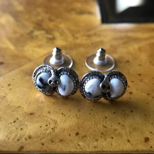 Artistic White Buffalo Sterling Silver Snake Stud Earrings